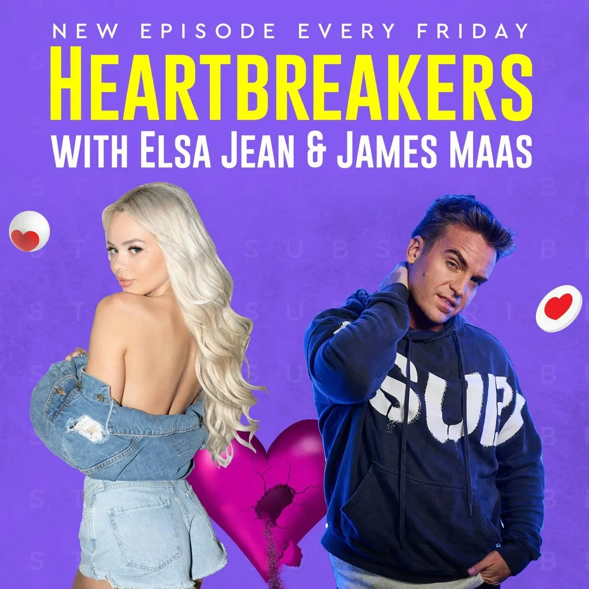 Elsa Jean与James Maas共同主持HeartBreakers的官方节目封面